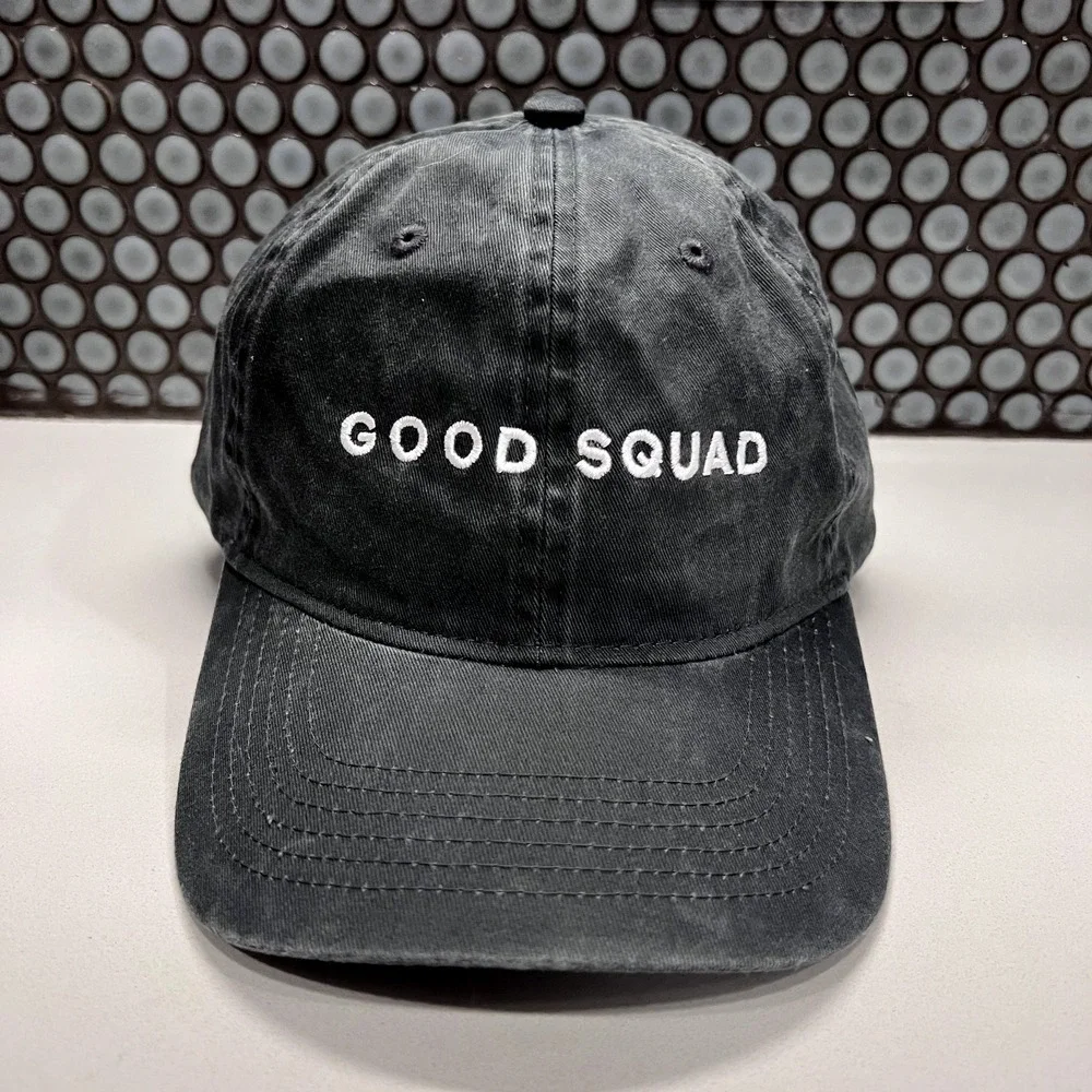 Good Squad Hat Cap Gray Strap Back Adult Unstructured Dad Hat Adult Gold